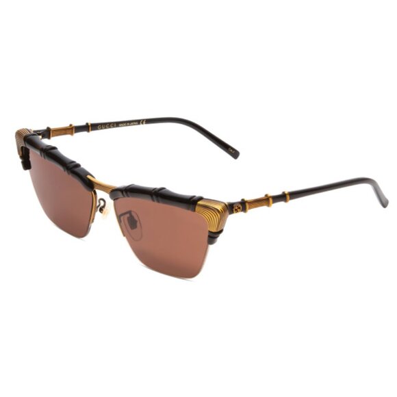 GUCCI GG0660S-001 Women Cateye Designer Sunglasses Black/Antique Gold/Brown 58mm
